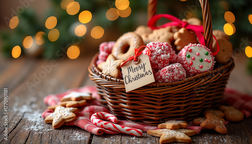 Basket of homemade sweets with 