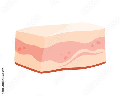 Traditional Ukrainian salo pork fat food isolated on white background for cuisine and culture vector illustration