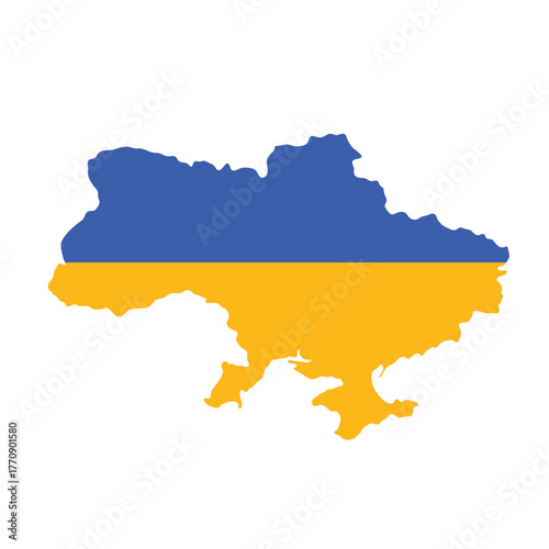 Isolated Ukraine map filled with blue and yellow flag colors for patriotic and educational use vector illustration