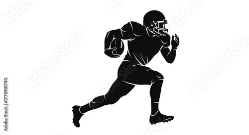 Silhouette of a football player running with the ball, showcasing athleticism and action.