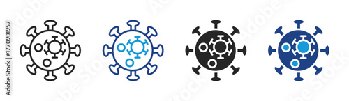 Virus icon set multiple style collection