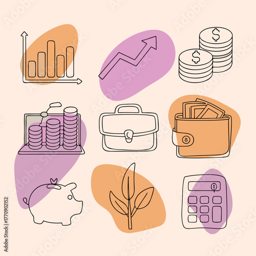 Financial Business and Investment Growth Icons