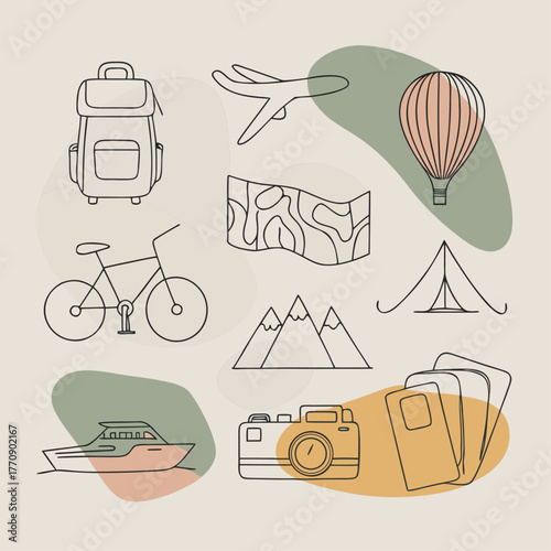 Minimalist Travel and Adventure Icons Collection