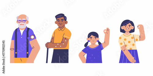 Diverse group of people of different ages and ethnicities showing positive gestures and expressions