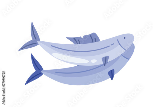 Two stylized sardines representing Portugal culture on an isolated white background vector illustration