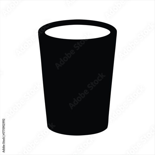 Silhouette of a glass, simple black and white vector design, isolated on white background