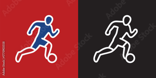 Modern vector soccer logo featuring abstract running player silhouette in dynamic athletic motion