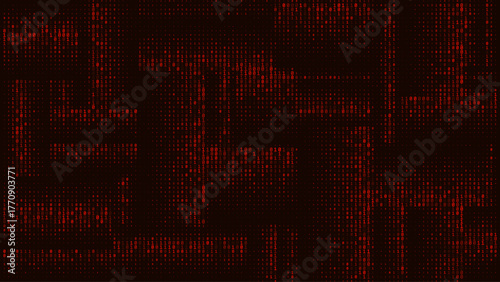 Dark red binary code background, representing a secure and complex digital data stream.	