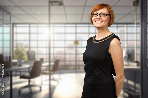 Free Download Confidence business woman portrait posing in office - GFXLoad