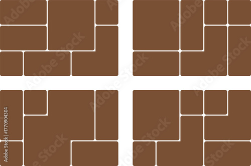 Top view of four brown parquet flooring patterns different types of wood flooring arrangements for interior design ideas
