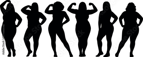 Diverse plus size women silhouettes promoting body positivity and inclusion