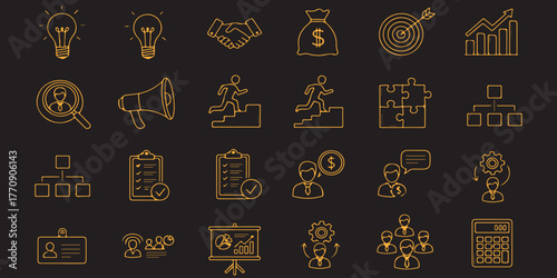 Business Success Startup Strategy Goals Achievement Teamwork Financial Growth Ideas and Management Planning Vector