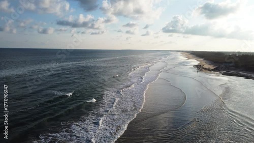 Indian beach view on sunset time. Bay of Bengal view.