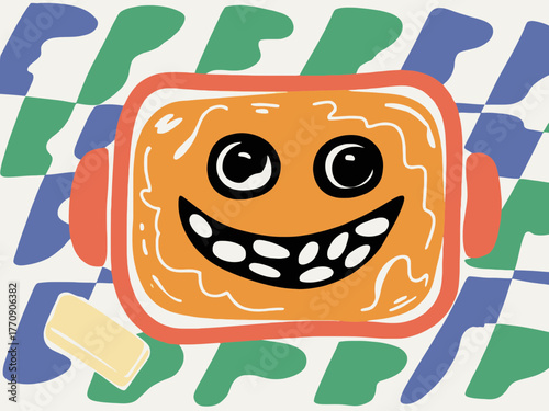 Fun Cartoon Casserole Dish Illustration