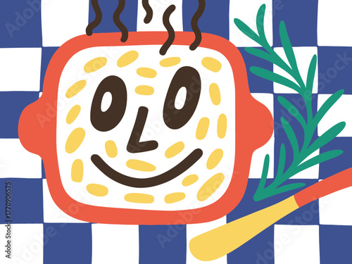 Funny Casserole Dish Cartoon Illustration