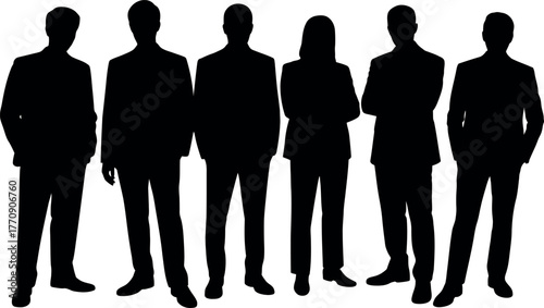 Group of business people silhouettes standing together diversity and teamwork