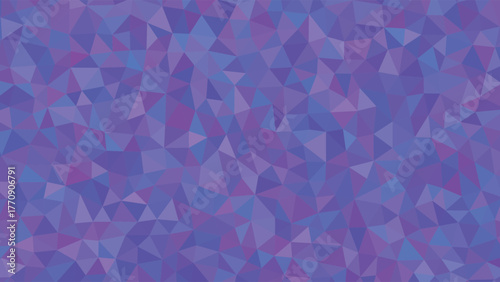 Vibrant purple and blue geometric shapes form a colorful mosaic background