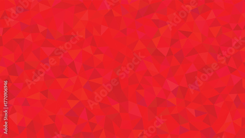 A vibrant abstract art piece featuring a mosaic of red geometric shapes.