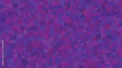 Vibrant purple and blue geometric shapes create a dynamic mosaic pattern