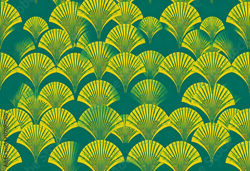vibrant green ginkgo leaf seamless pattern