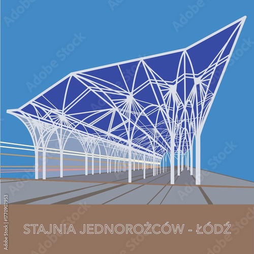 Centrum Tram Station Unicorn Stables
Illustration .  Poland City Łódź