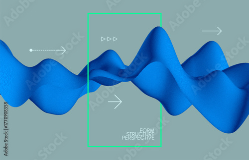 3D wave of small particles. Dynamic background. Stipple effect. Abstract vector illustration for flyer, brochure, booklet and website design.