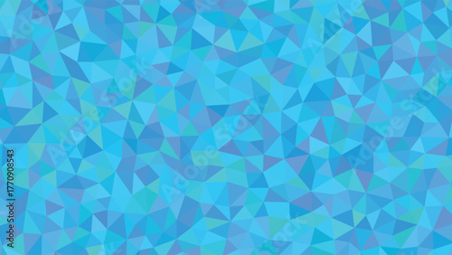 Abstract background with a cool blue polygonal low poly triangular pattern of mosaic tiles