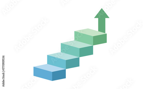 A visual representation of growth and progress, depicted as a series of ascending steps leading to an upwardpointing arrow