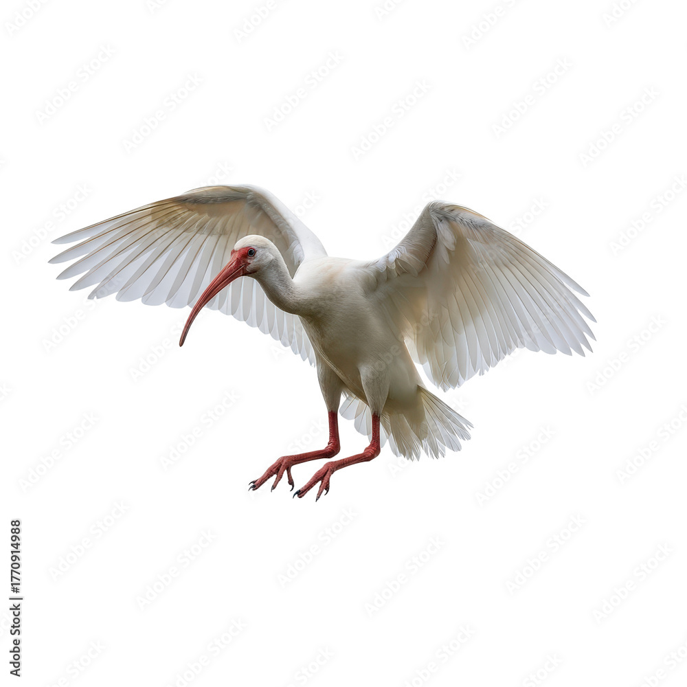 Obraz premium Isolated White Ibis with Spread Wings