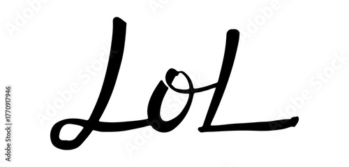 LOL handwritten inscription in black ink