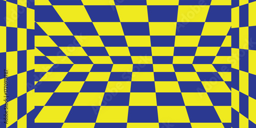 Yellow and blue checkered pattern abstract. modern illustration.