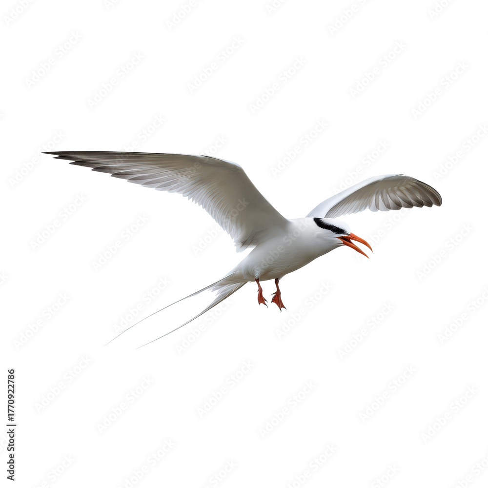 Obraz premium Crested Tern in Flight on Transparent Background