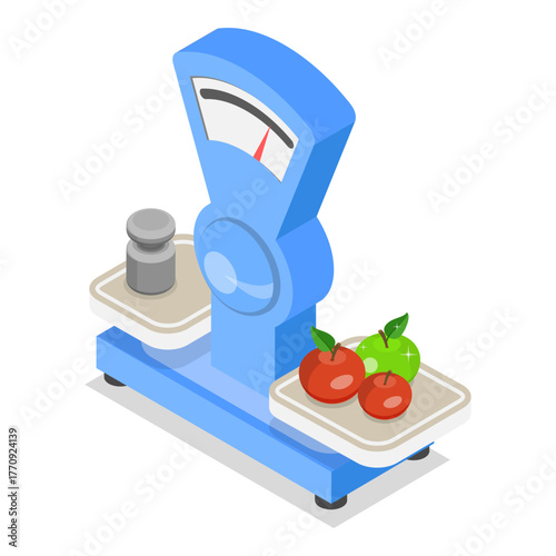 3D Isometric Flat Vector Illustration of Retail Scales, Analog and Digital Devices. Item 3