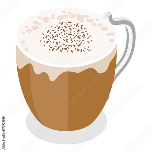 3D Isometric Flat Vector Set of Coffee Beverages, Cafe Menu. Item 8