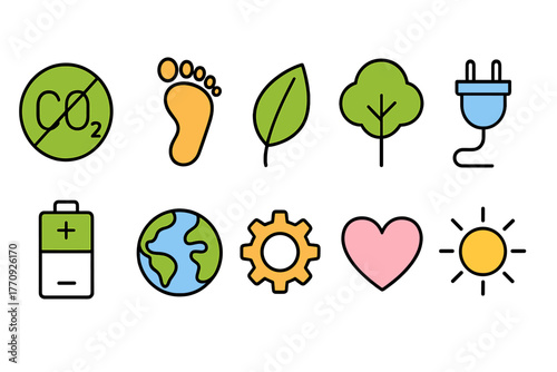 Eco-friendly, sustainability outline icon set. Green environment, nature symbols collection