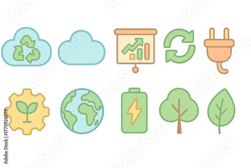 Eco friendly, sustainability filled icon set. Green, recycling, nature icons collection