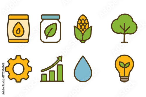Eco, nature flat icon set. Environment, sustainability, green energy icons flat collection
