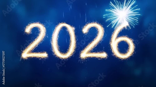 Happy New Year 2026 animation with fireworks