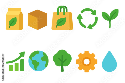 Eco, sustainability flat icon set. Environment, green living icons flat collection
