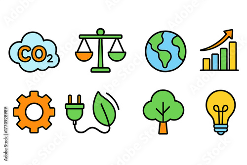 Eco-friendly, sustainability outline icon set. Earth, energy, nature symbols collection