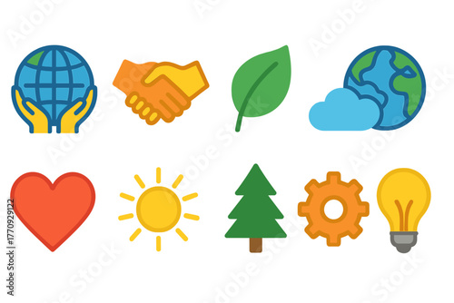 Environment, sustainability flat icon set. Eco-friendly, green icons flat collection