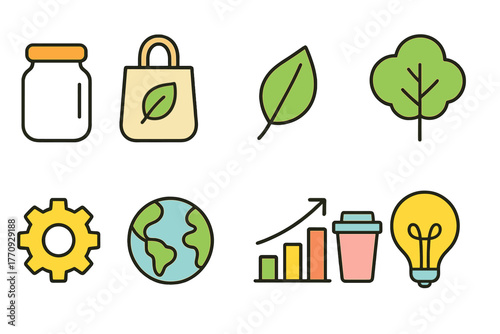 Eco-friendly, sustainability outline icon set. Environment, green energy icons collection.