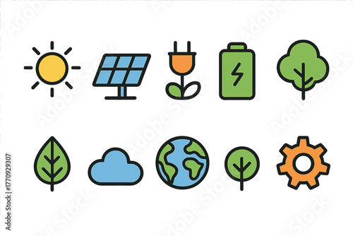 Environment, energy outline icon set. Sustainable, renewable energy icons collection