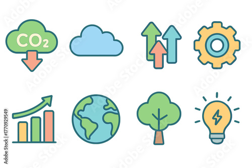Eco-friendly outline icon set. Sustainability, environment, green energy outline icons