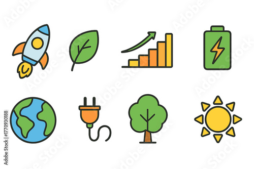 Eco-friendly, nature linear icon set. Environment, sustainability icons collection