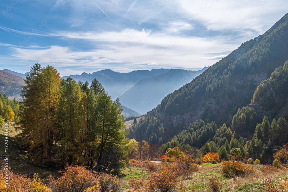 Obraz premium Nel vallone di Colombata (Acceglio-Valle Maira) in un pomeriggio di autunno
