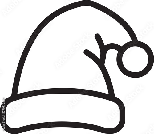 Santa Claus Hat Icon Merry Christmas Symbol Decorative Element Concept