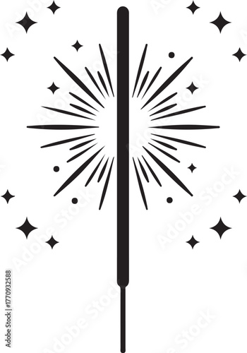 Sparkler with stars illustration concept for New Year and Holiday