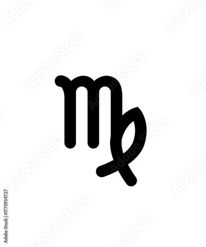 Minimalist Black Virgo Zodiac Sign Symbol