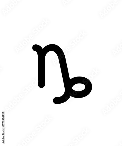 Black Capricorn Zodiac Astrology Symbol